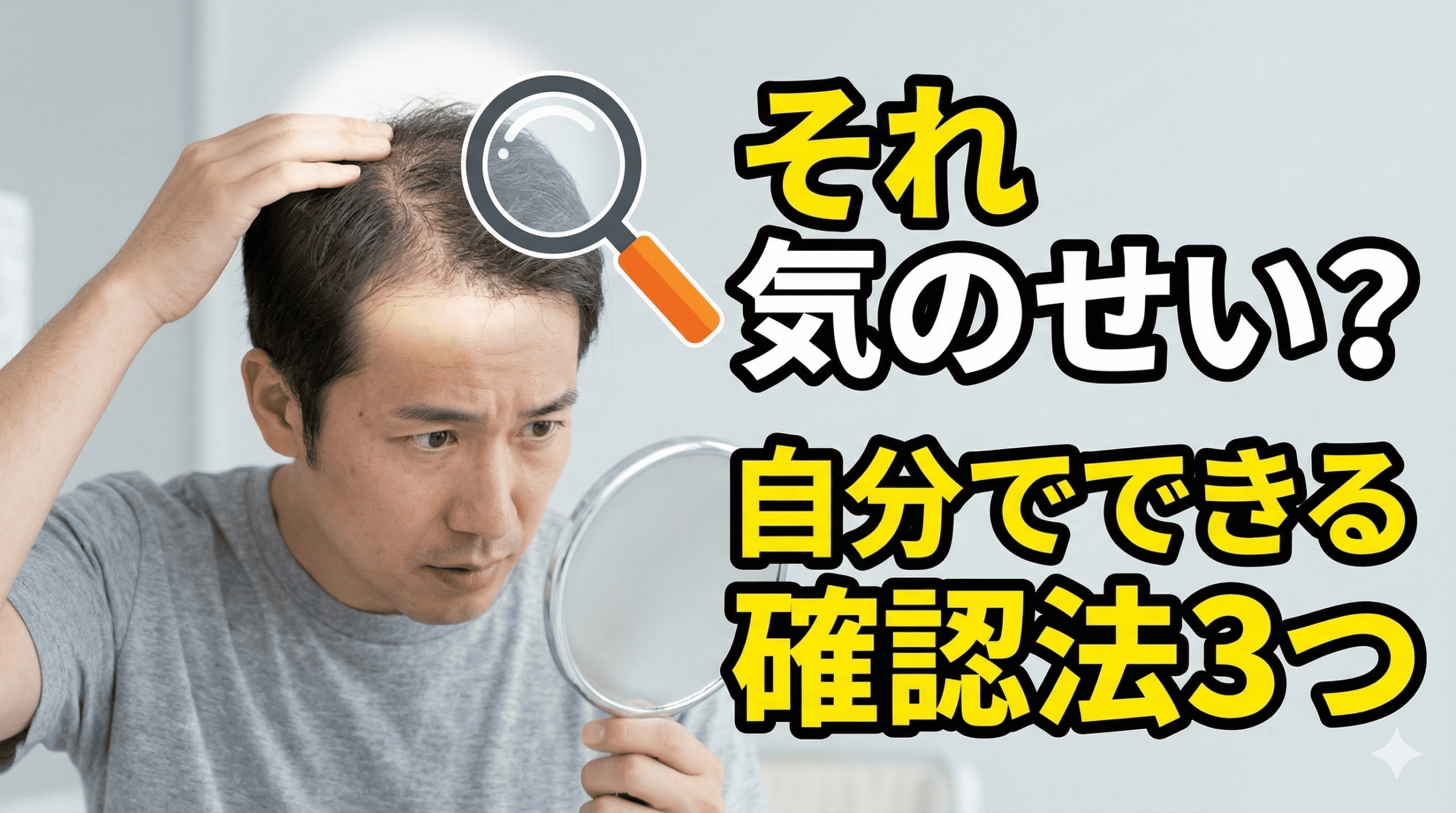 頭頂部が薄く見える男性