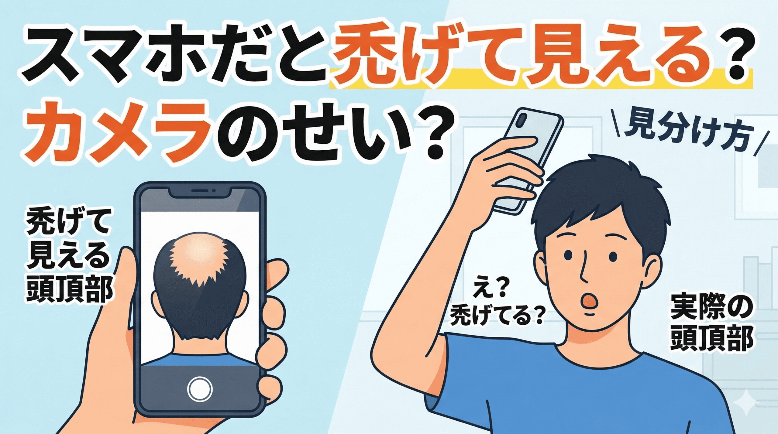 スマホで頭頂部を撮影している様子
