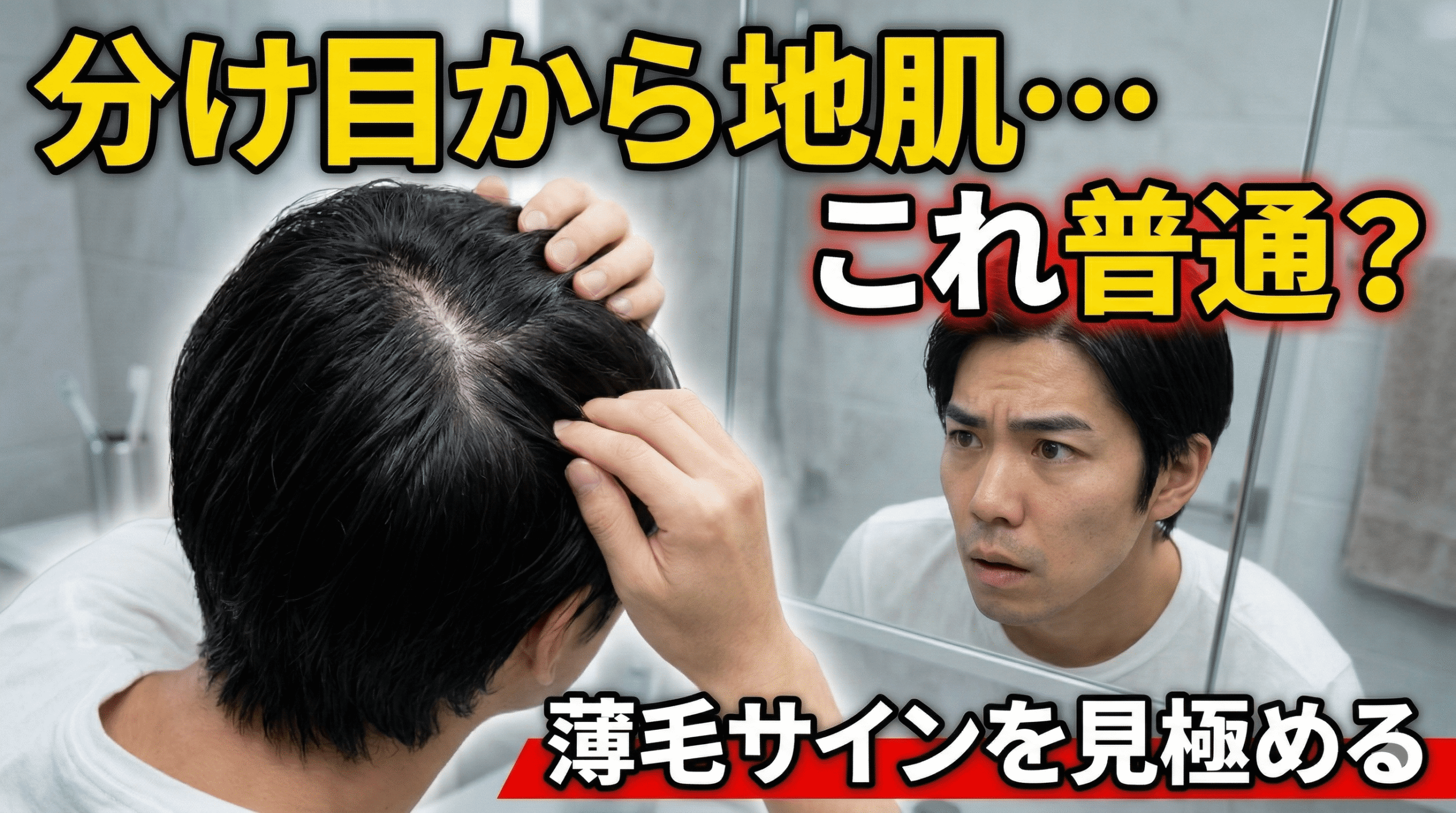 分け目から地肌が見える男性のイメージ